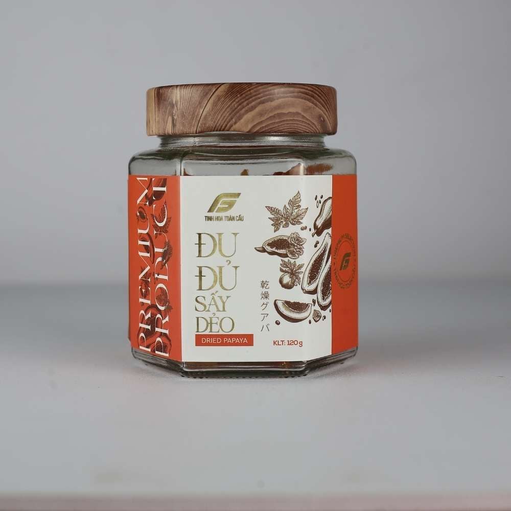 Đu đủ sấy dẻo Tinh Hoa Toàn Cầu hũ thuỷ tinh 120g