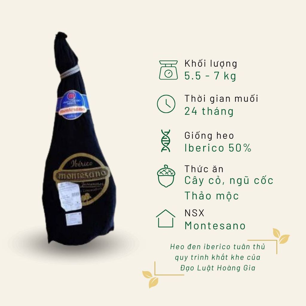 Đùi heo muối Iberico Cebo Montesano có xương 24 tháng KG đùi trước