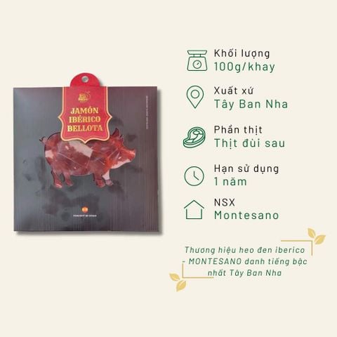 Đùi sau Iberico Bellota 36 tháng cắt lát khay 100g