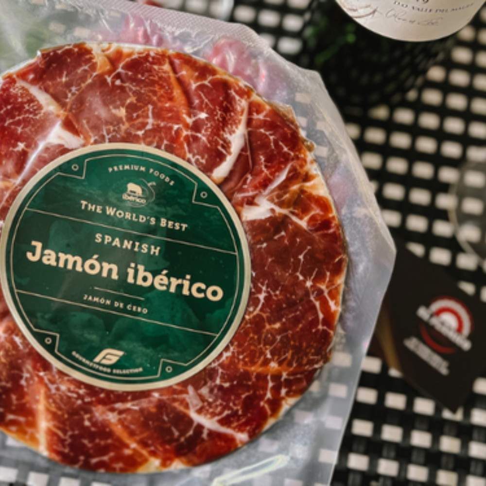 Đùi sau Iberico Cebo 24 tháng cắt lát khay 50g