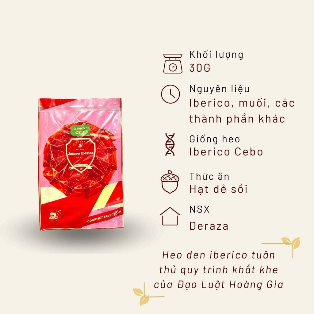 Đùi sau Iberico Cebo 24 tháng cắt lát túi 30g