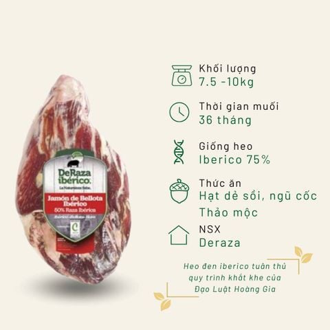 Đùi sau Iberico Bellota Deraza không xương 36 tháng KG