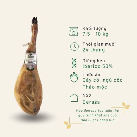 Đùi sau Iberico Cebo Deraza có xương 24 tháng KG