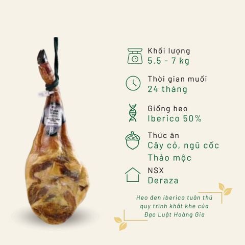Đùi trước Iberico Cebo Deraza có xương 24 tháng KG