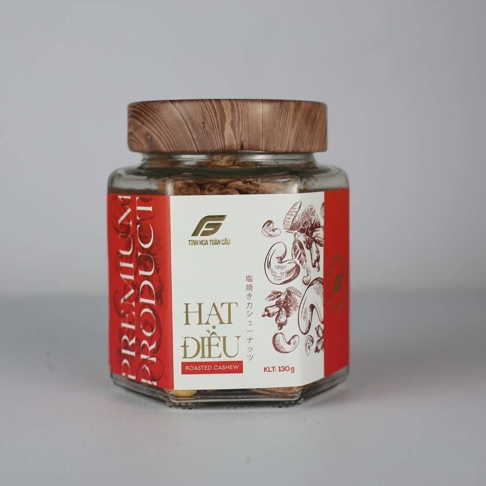 Hạt điều Tinh Hoa Toàn Cầu hũ thuỷ tinh 130g