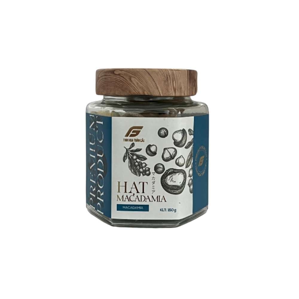 Hạt macadamia Tinh Hoa Toàn Cầu hũ thuỷ tinh 150g