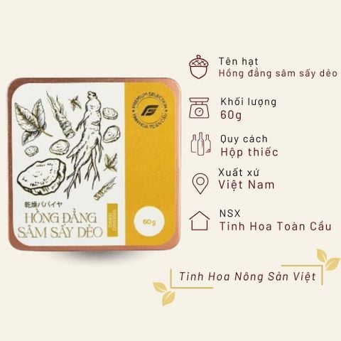 Hồng đẳng sâm sấy dẻo Tinh Hoa Toàn Cầu hộp thiếc 60g
