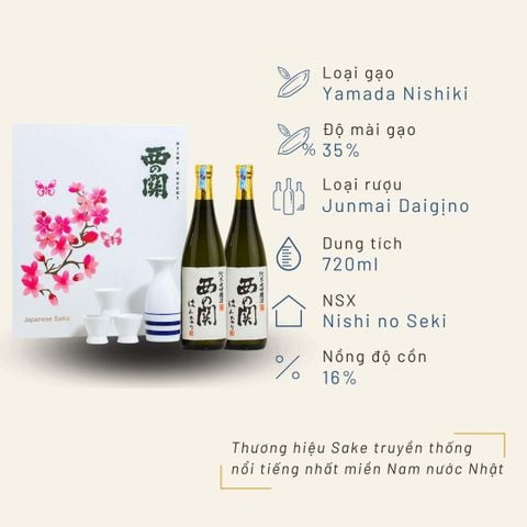Hộp quà đôi Anh Đào Sake Nishino Seki Hannary 720ml 16%