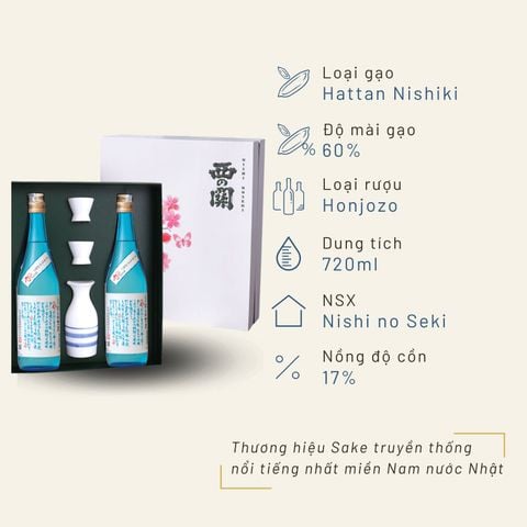 Hộp quà đôi Anh Đào rượu Sake Nishino Seki Hiya 720ml
