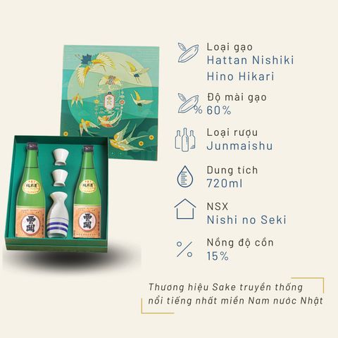 Hộp quà Việt - Nhật Sake Nishino Saki Junmaishu 720ml