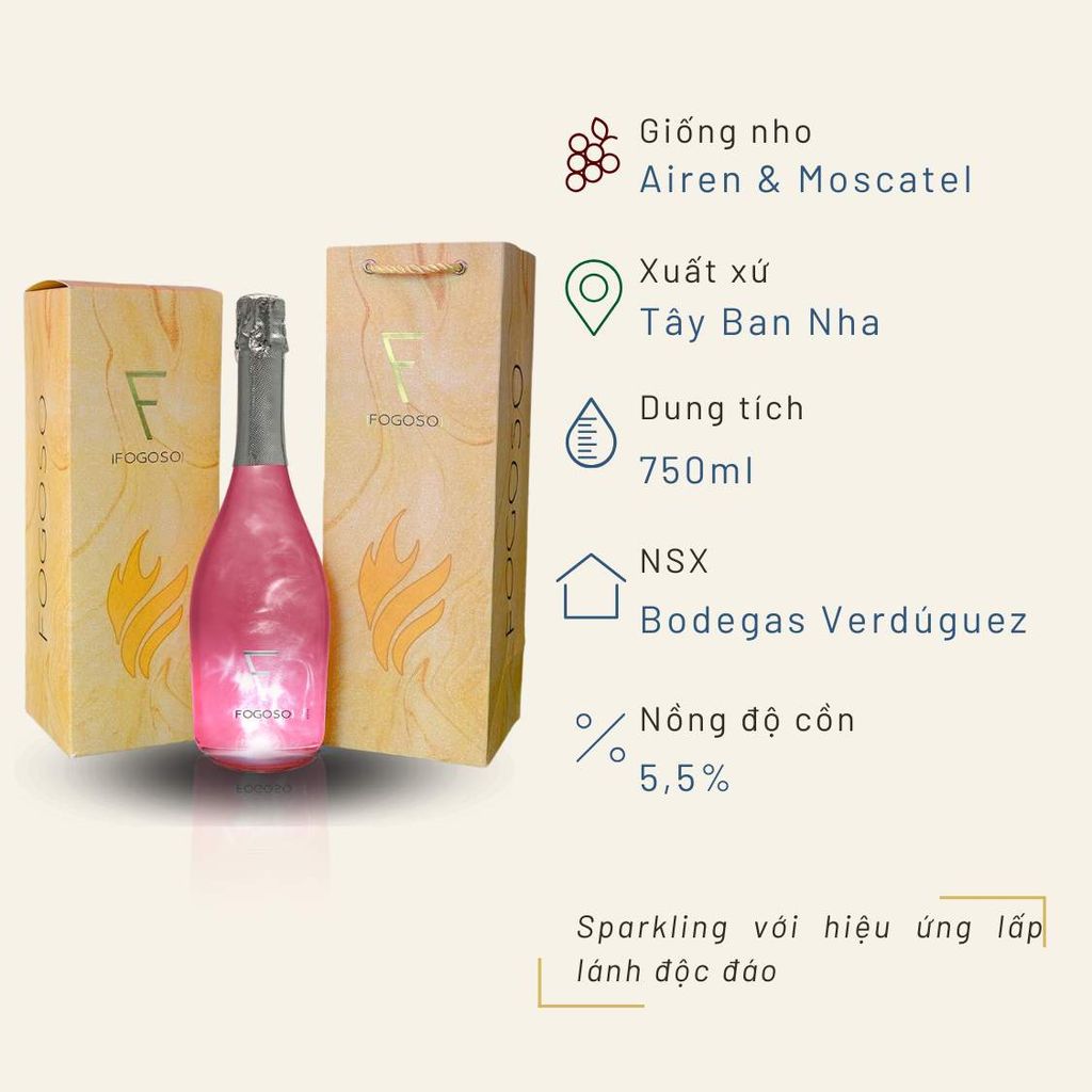 Hộp quà đơn rượu vang Sparkling Fogoso Bodegas Verduguez