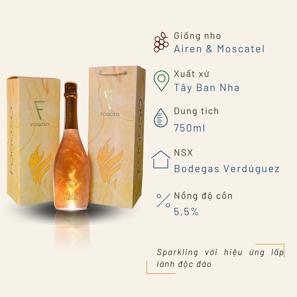 Hộp quà đơn rượu vang Sparkling Fogoso Bodegas Verduguez