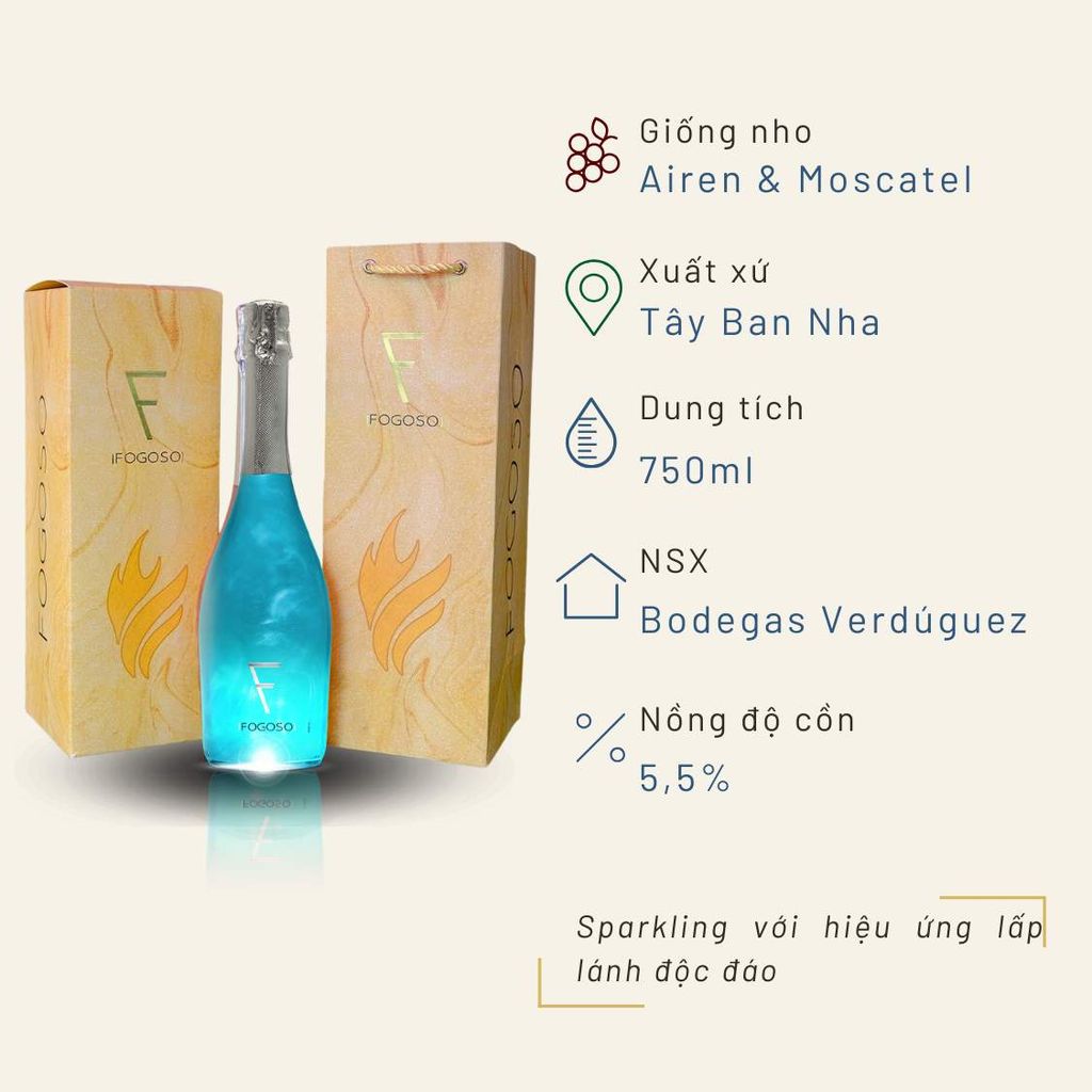 Hộp quà đơn rượu vang Sparkling Fogoso Bodegas Verduguez
