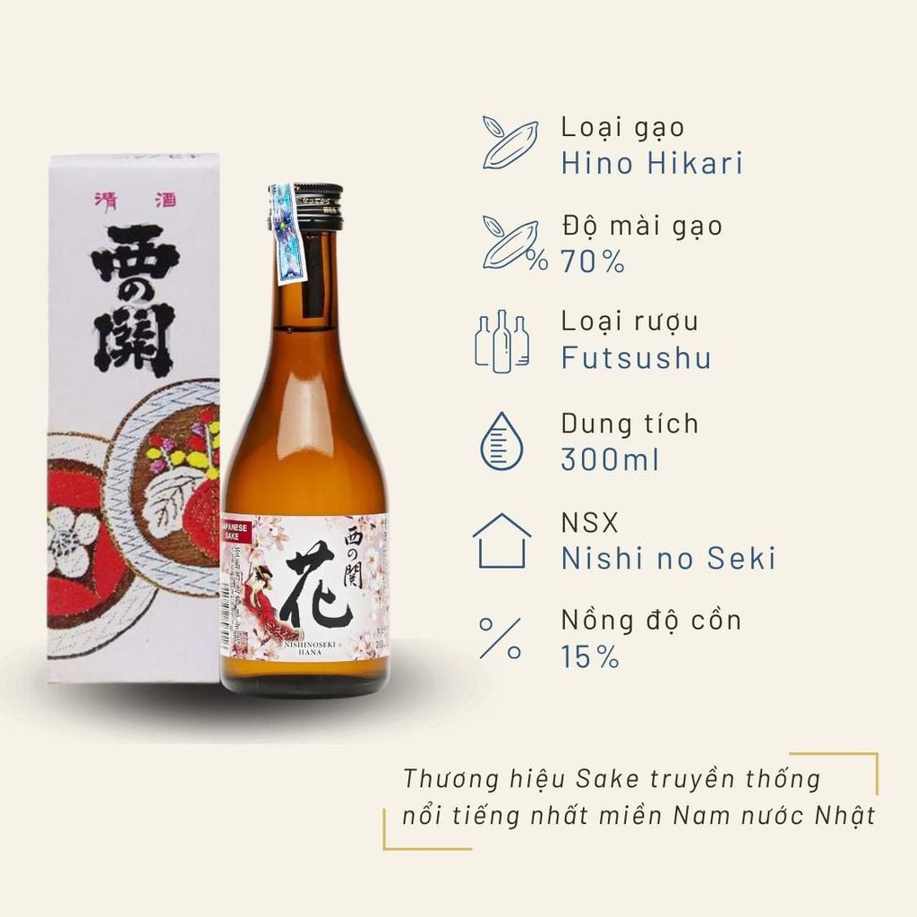 Hộp quà đơn Sake Nishino Seki Hana 300ml