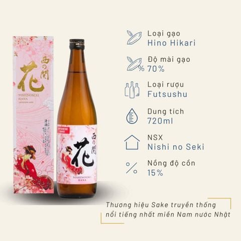 Hộp quà đơn Sake Nishino Seki Hana 720ml 15%