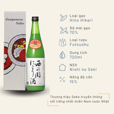 Hộp quà đơn Sake Nishino Seki Nigori Zake 720ml 15%