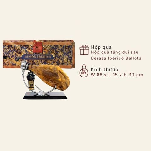 Hộp quà đùi sau Iberico Bellota có xương thuần chủng 48 tháng