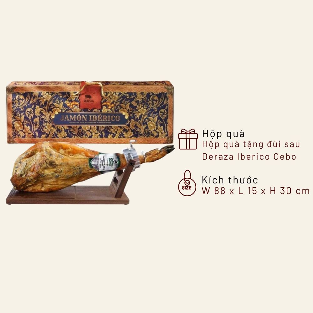 Hộp quà đùi sau Iberico Cebo có xương 24 tháng