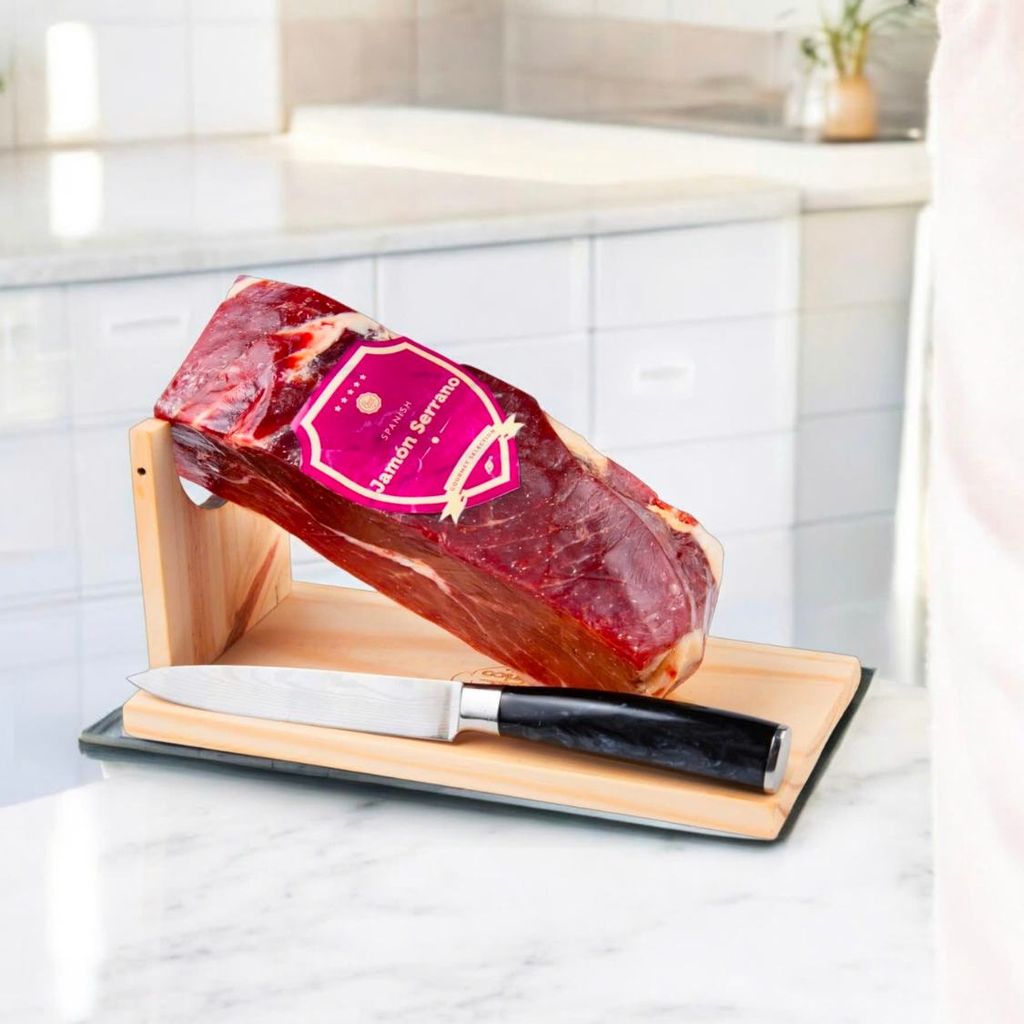 Hộp quà đùi sau heo trắng muối mini 1KG Serrano Gran Reserva muối 18 tháng