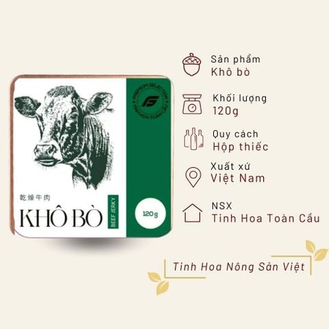 Khô bò Tinh Hoa Toàn Cầu hộp thiếc 120g