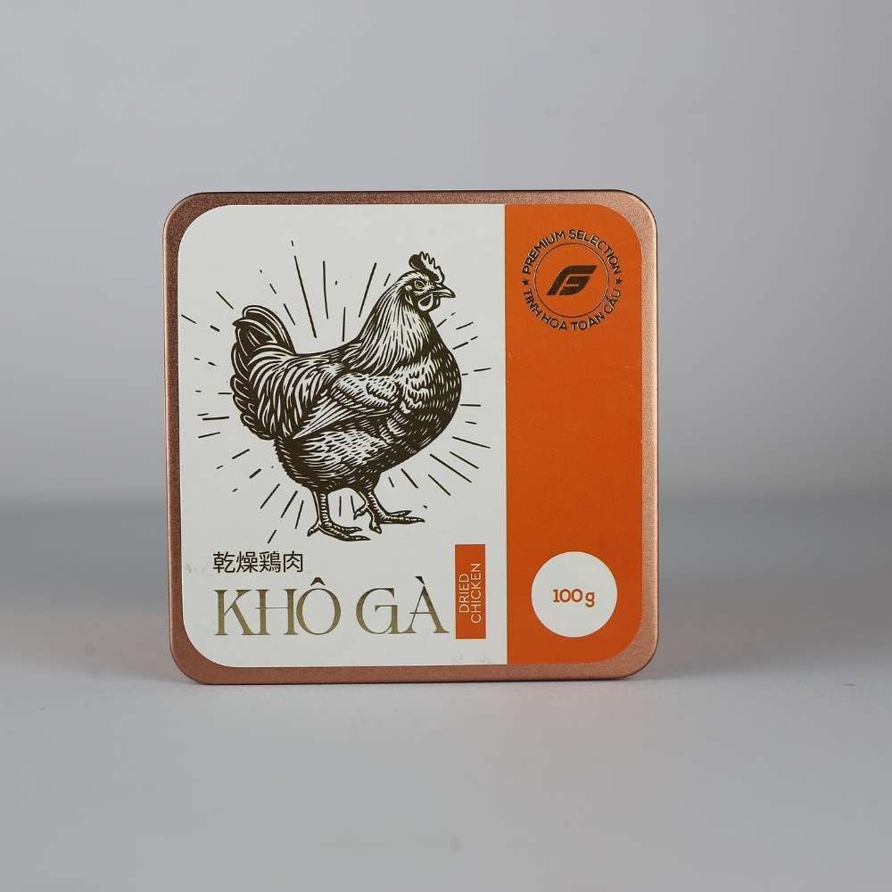 Khô gà Tinh Hoa Toàn Cầu hộp thiếc 100g