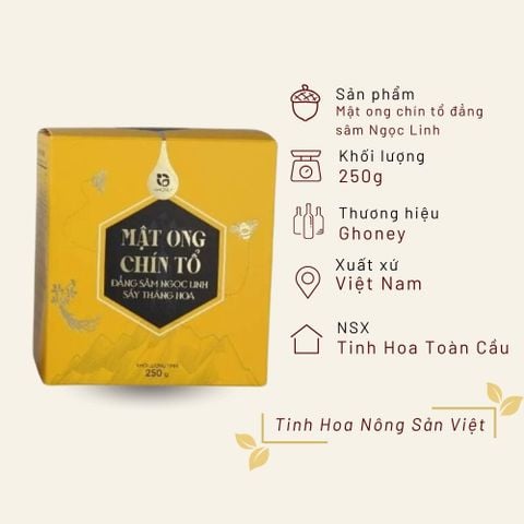 Mật ong chín tổ đẳng sâm Ngọc Linh sấy thăng hoa Ghoney 250g