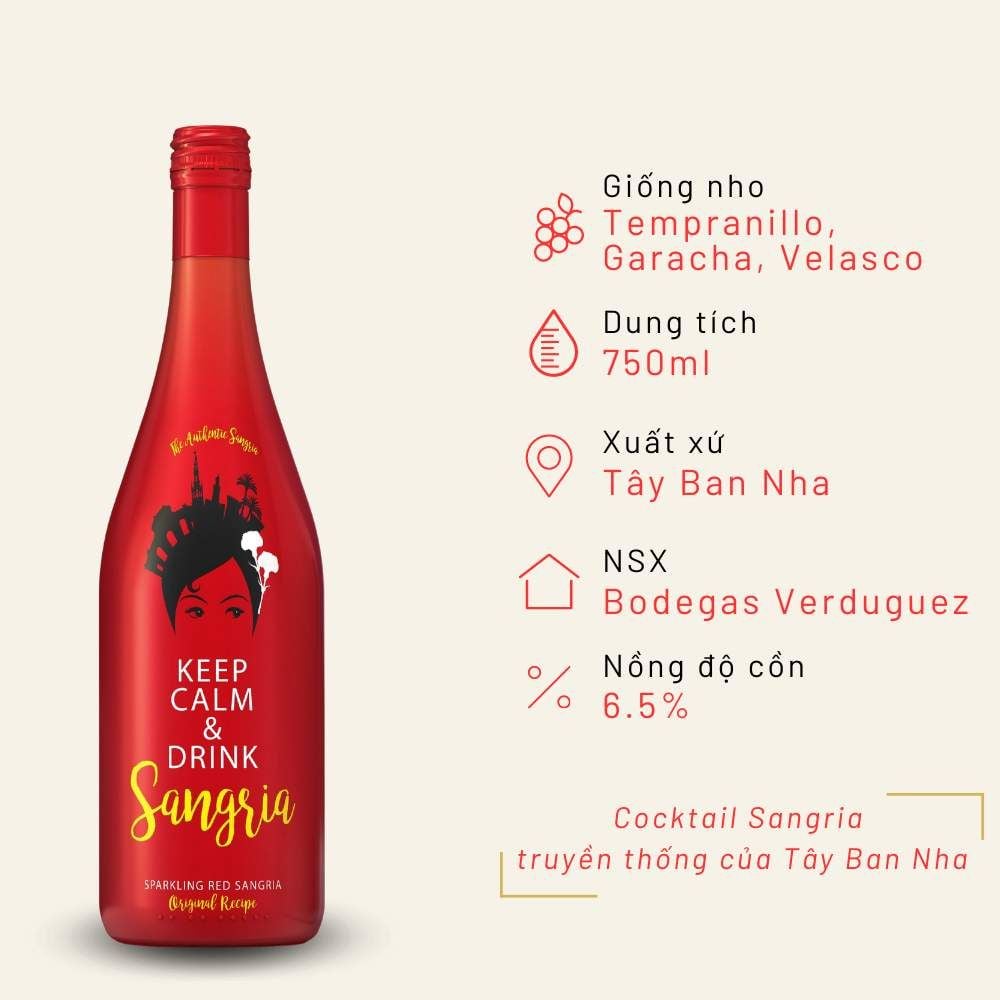 Nước trái cây lên men The Authentic Red Sangria 750ml 6.5%