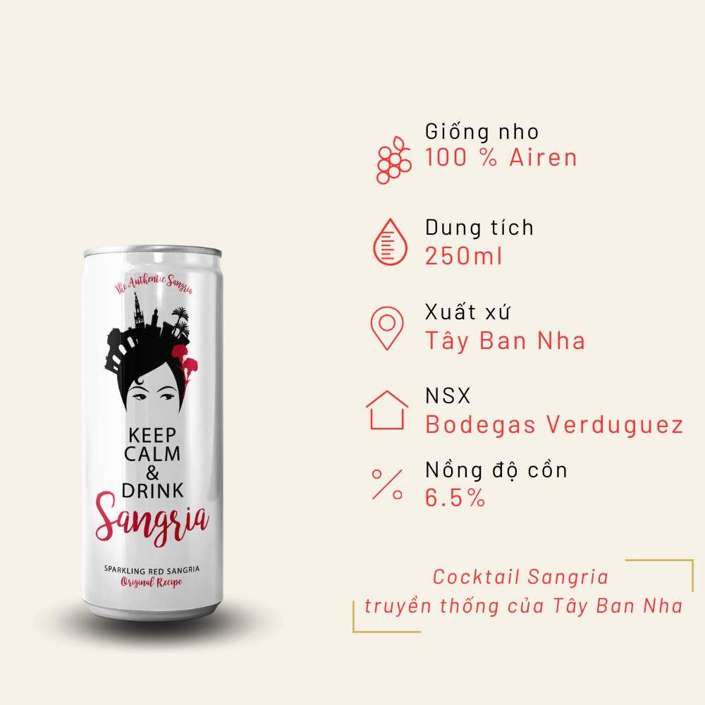Nước trái cây lên men The Authentic White Sangria 250ml 6.5%