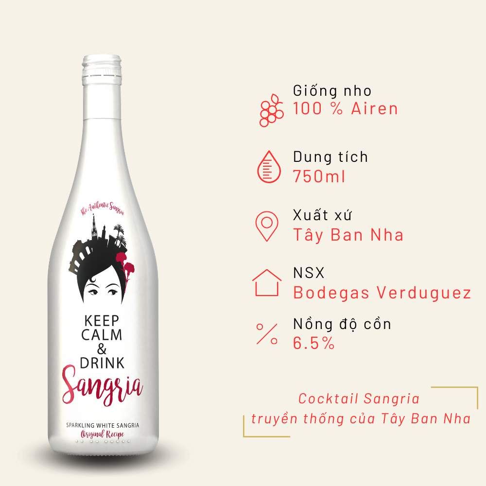Nước trái cây lên men The Authentic White Sangria 750ml 6.5%