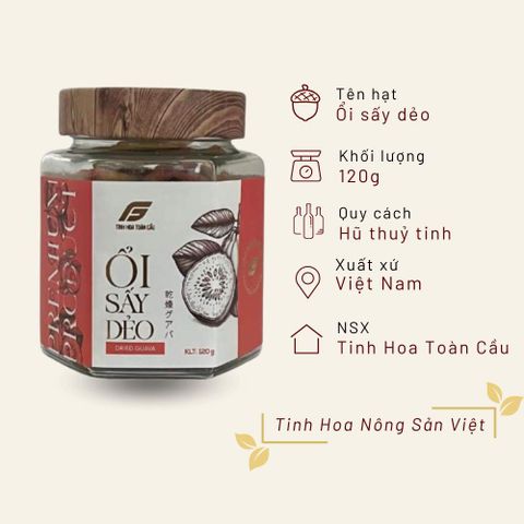 Ổi sấy dẻo Tinh Hoa Toàn Cầu hũ thuỷ tinh 120g