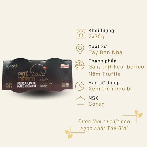Pate Iberico vị nấm truffle 2x78g Coren