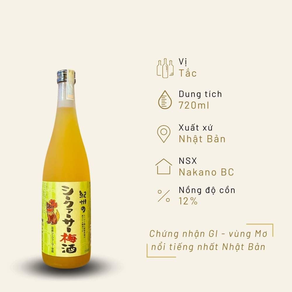 Rượu mơ Nhật Bản Nakano Citrus vị tắc 720ml 12%