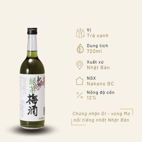 Rượu mơ Nhật Bản Nakano Green Tea vị trà xanh 720ml 12%