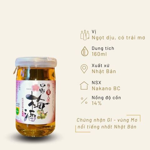 Rượu mơ Nhật Bản Nakano Miiri có quả 160ml 14%