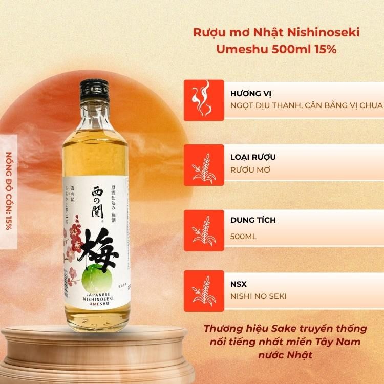 Rượu mơ Nishino Seki Umeshu 500ml 15%