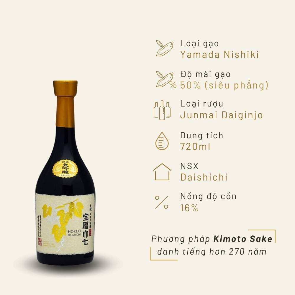 Rượu Sake Daishichi Horeki 50 Junmai Daiginjo 720ml 16%