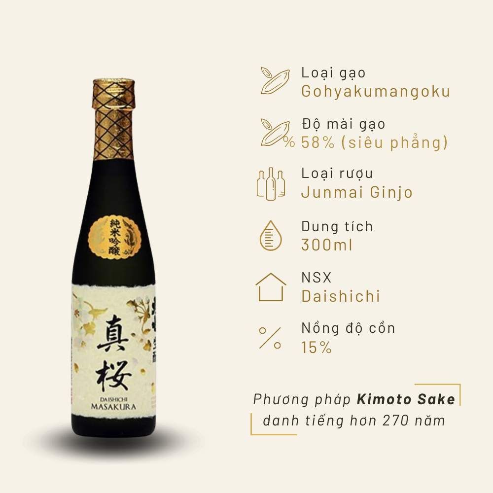 Rượu Sake Daishichi Masakura 58 Junmai Ginjo 300ml 15%