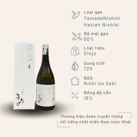Rượu Sake Nishino Seki Bigin 16.2% 720ml
