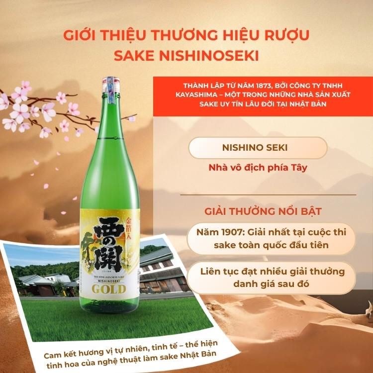 Rượu Sake Nishinoseki Gold Leaf 60 Honjozo 1800ml 15%