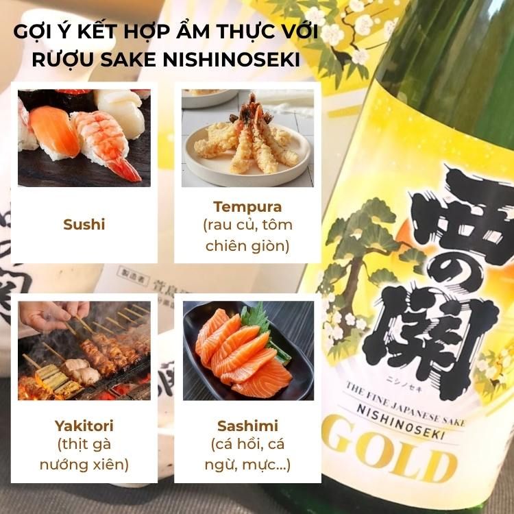 Rượu Sake Nishinoseki Gold Leaf 60 Honjozo 1800ml 15%