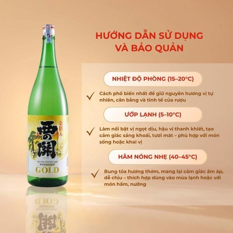 Rượu Sake Nishinoseki Gold Leaf 60 Honjozo 1800ml 15%