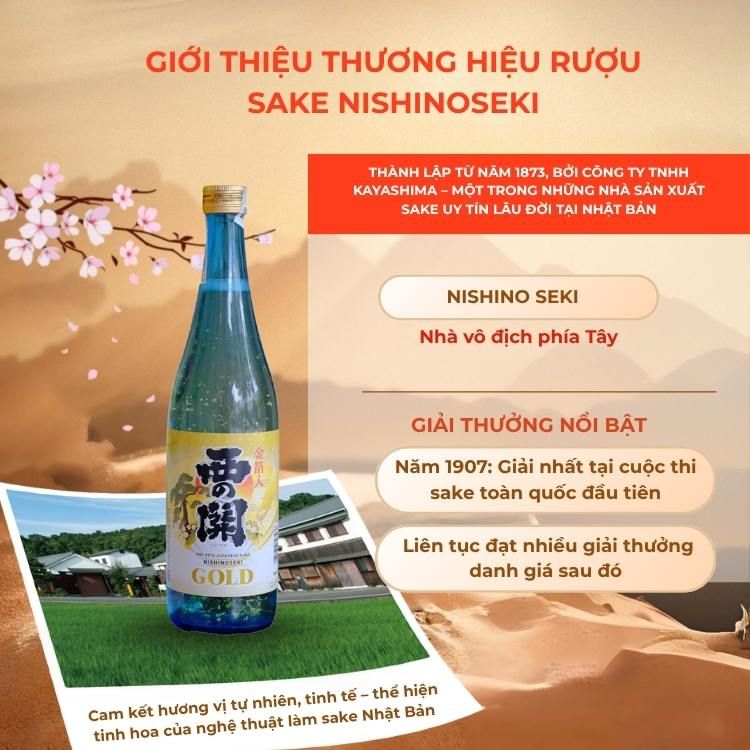 Rượu Sake Nishinoseki Gold Leaf 60 Honjozo 720ml 15%