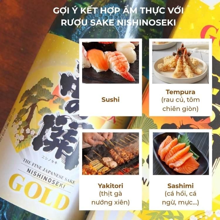 Rượu Sake Nishinoseki Gold Leaf 60 Honjozo 720ml 15%