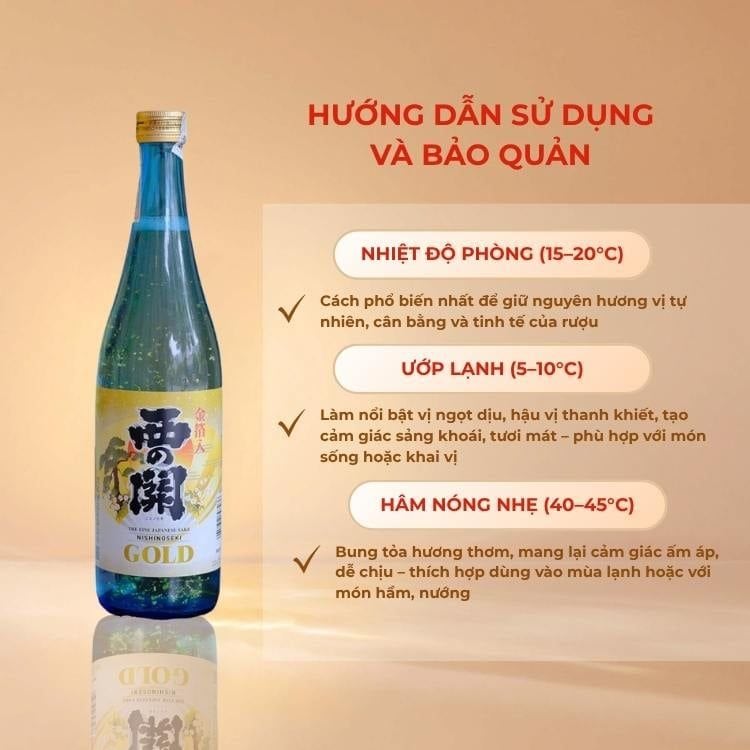 Rượu Sake Nishinoseki Gold Leaf 60 Honjozo 720ml 15%
