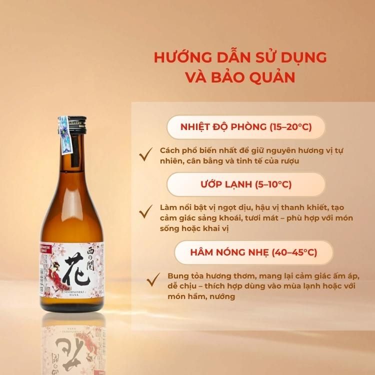 Rượu Sake Nishinoseki Hana 70 Futsushu 300ml 15%