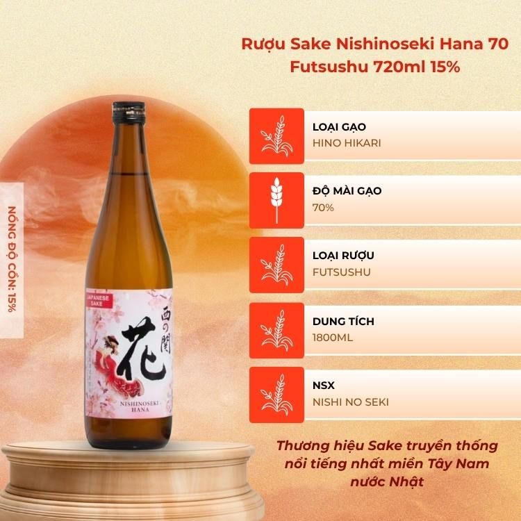 Rượu Sake Nishinoseki Hana 70 Futsushu 720ml 15%