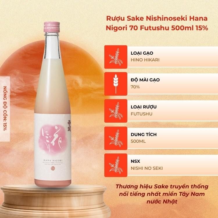 Rượu Sake Nishinoseki Hana - Nigori 70 Futsushu 500ml 15%