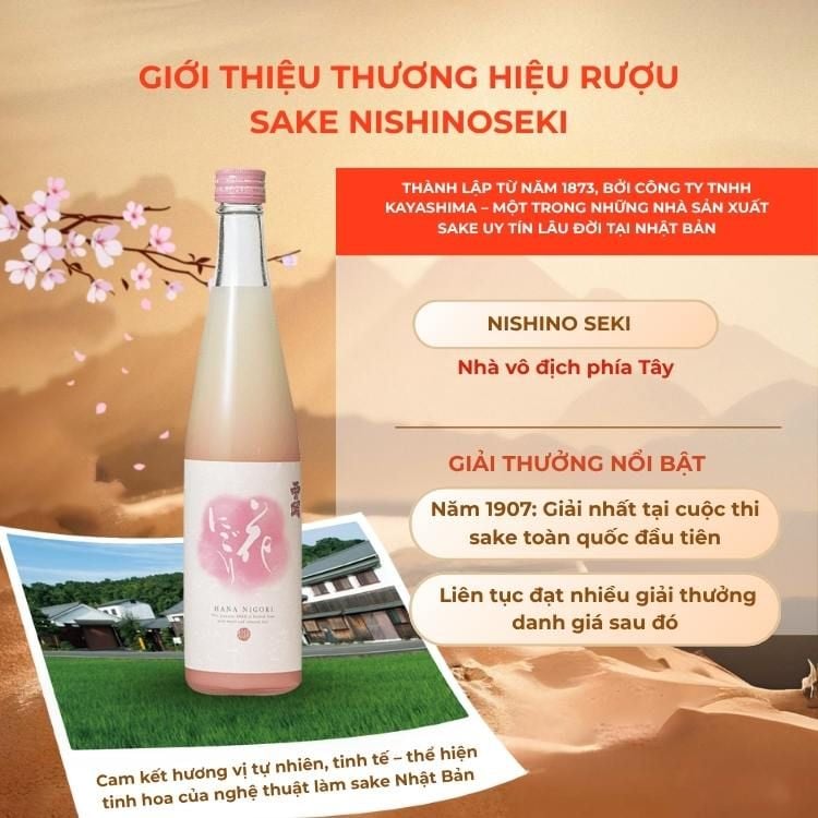 Rượu Sake Nishinoseki Hana - Nigori 70 Futsushu 500ml 15%