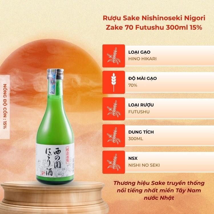 Rượu Sake Nishinoseki Nigori Zake 70 Futsushu 300ml 15%