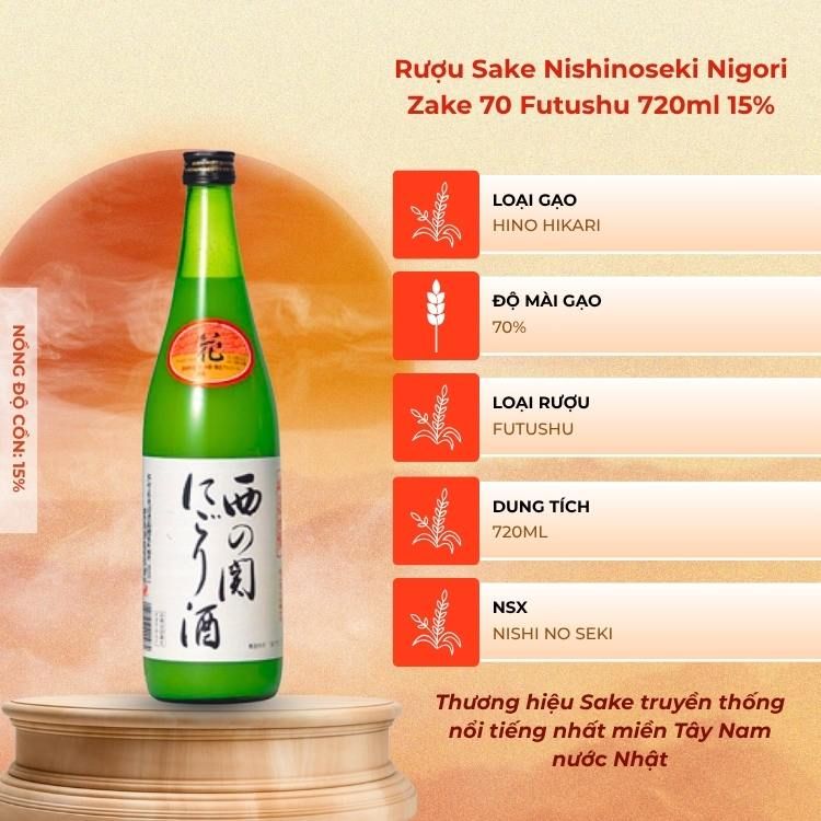 Rượu Sake Nishinoseki Nigori Zake 70 Futsushu 720ml 15%